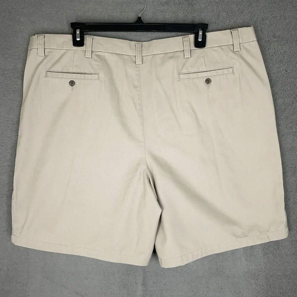 St. John's Bay Shorts Men's Size 48 Pleated Comfort Fit Chino Beige